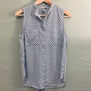 H&M patterned mandarin collar blouse
